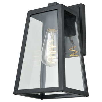 DVI Lighting Moraine 1 Light Outdoor Wall Sconce in Black with Clear Glass