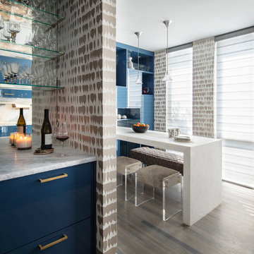 Blue Lacquer | Kitchen | Long Island Sound View Townhouse Renovation