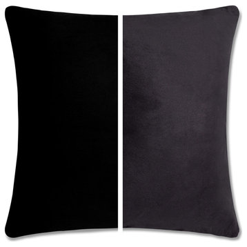 Reversible Cover Throw Pillow, 2 Piece, Stable Black, 20x20, Microbead