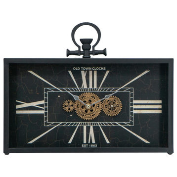 Anita Desk or Table Clock, Black and Gold