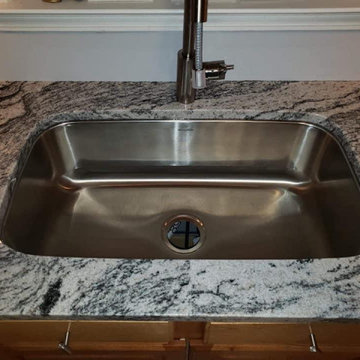 Beautiful Viscon White Countertop with Waterfall Leg
