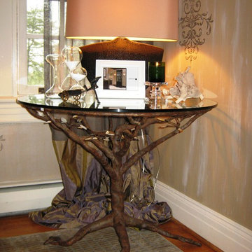 Earthy Glass Corner Table
