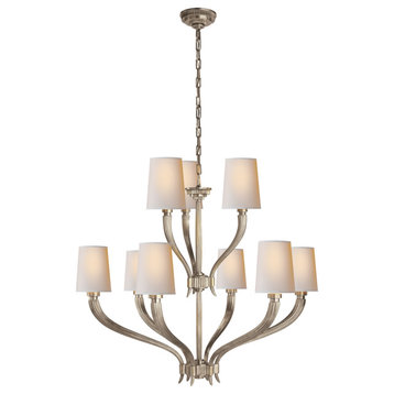 Ruhlmann 2-Tier Chandelier in Antique Nickel with Natural Paper Shades