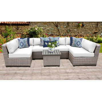 Florence 7 Piece Outdoor Wicker Patio Furniture Set 07c, White