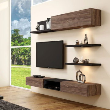 TV Unit Storage Drawers Open Shelves and Flap Up Supplied by Inspired Elements