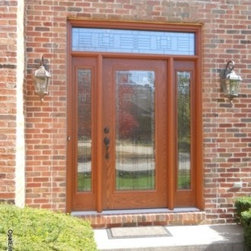 Brick House with Wood Front Door - Front Doors