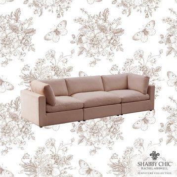 Kaelynn Sofa Pink Linen Upholstered 3-Seat