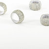 Hand Beaded Napkin Rings, Set of 4, Silver