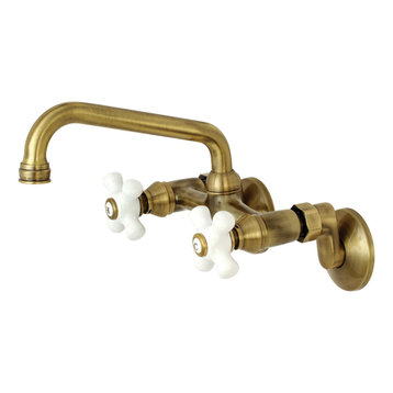 Kingston Brass Two-Handle Wall Mount Bathroom Faucet, Antique Brass
