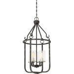 Nuvo Lighting - Sherwood 4 Light Caged Pendant - 4 Light Sherwood Caged Pendant - Iron Black with Brushed Nickel Accents Finish - Clear Glass - Lamps Included