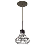 Besa Lighting - Besa Lighting 1JT-SPEZ07-BR Spezza 7 - One Light Cord Pendant with Flat Canopy - Our industrial styled Spezza pendant, with its artistic display of woven metal rods, offers a look that will easily merge into the recent urban decorating trend. The exposed hardware is designed to be celebrated, and offers perfect synergy when combined with the illuminated exposed light source The cord pendant fixture is equipped with a 10' SVT cordset and an low profile flat monopoint canopy. These stylish and functional luminaries are offered in a beautiful brushed Bronze finish.  No. of Rods: 4  Canopy Included: TRUE  Shade Included: TRUE  Canopy Diameter: 5 x 0.63< Rod Length(s): 18.00Spezza 7 One Light Cord Pendant with Flat Canopy Bronze Bronze GlassUL: Suitable for damp locations, *Energy Star Qualified: n/a  *ADA Certified: n/a  *Number of Lights: Lamp: 1-*Wattage:60w A19 Medium base bulb(s) *Bulb Included:No *Bulb Type:A19 Medium base *Finish Type:Bronze