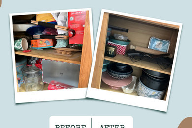 Kitchen cupboard declutter and organise