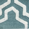Anti-Skid Machine Washable Cotton Geometric Bath Rug, Arctic Blue/White, 50"x30"