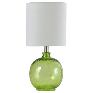 Round Glass Table Lamp, Green Meadow