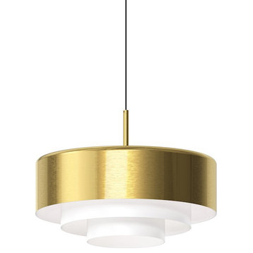 Sonneman Studio Exclusives Modern 1-Light 16" Flat Pendant, Brass, 3526-14