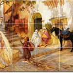Picture-Tiles.com - Frederick Bridgman Village Painting Ceramic Tile Mural #48, 48"x36" - Mural Title: A Street In Algeria