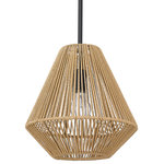 Golden Lighting - Valentina Medium Pendant - Be inspired by the natural texture and shape of Valentina. This series is the perfect addition to any home with minimalist or natural fiber décor. A sophisticated, matte black finish complements the handwoven natural raphia rope material used on the. This medium pendant works fabulously in foyers, kitchens, dining rooms, and bedrooms.