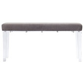 Posh Living Brayden Faux Fur Fabric Upholstered Bench with Acrylic X-Legs  Gray