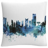 Michael Tompsett 'Boston Massachusetts Blue Teal Skyline' Decorative Pillow