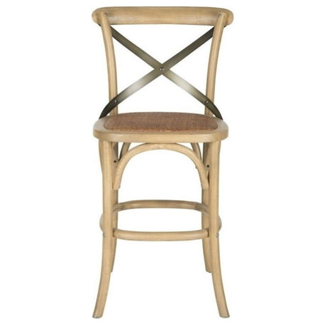 Safavieh Eleanor Oak Wood 24" Counterstool in Weathered Oak