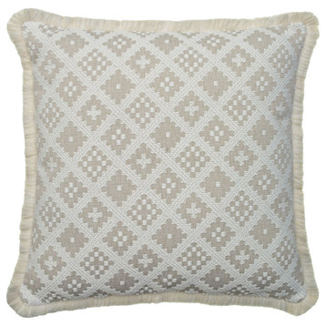 Geometric Patterned Outdoor Cushion, Andrew Martin Erba, White
