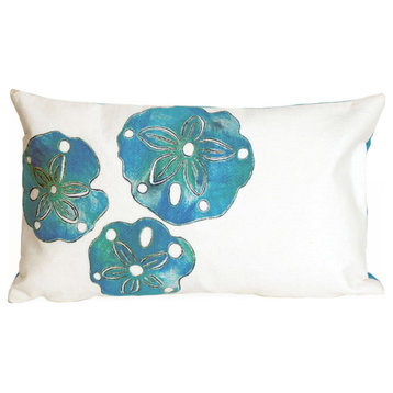 Visions I Sand Dollar Indoor/Outdoor Pillow, Pearl, 12"x20"