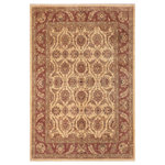 Bareens Designer Rugs - Classic Ziegler Maile Beige Brown Hand-Knotted Wool Rug - 8'1'' x 9'9'' - Enhance the ambiance of your home with this magnificent Persian-influenced Turkish hand-knotted rug made by skilled artisans capable of creating the most exceptional vegetable dyes and hand-spun wool. This exquisite handmade rug is a one-of-a-kind Peshawar Kafkaz, otherwise identified as Chobi, Chobi Peshawar, Oushak, or Ziegler rug. These handmade rugs are crafted in Pakistan utilizing superior-quality wool imported from Australia, New Zealand, and Korea in two types of weaves: the Persian weave and the Mori weave. This rug is meticulously crafted by hand using the finest natural vegetable dyes extracted from local plants. The artisans use a blend of hand-spun local and fine merino wool, resulting in a rug with a compelling texture, higher lanolin content, and longer staple. The artisans occasionally incorporate natural or artificial silk into the pile to enhance specific motifs. The finished product is an awe-inspiring execution of flawless design and an understated palette that exudes elegance.