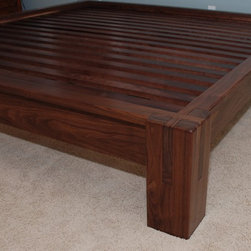 Slatted Walnut Platform Bed - Platform Beds