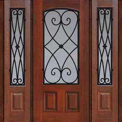 Prehung Side lights Door 80 Fiberglass Charleston Arch Lite - Front Doors