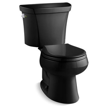Kohler Wellworth 2-Piece Round Dual-Flush Toilet w/ Left-Hand Lever, Black