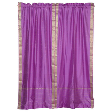 Lavender Rod Pocket  Sheer Sari Cafe Curtain / Drape / Panel  -43W x 36L -Pair