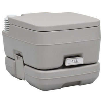 vidaXL Portable Toilet Camping Toilet with Detachable Tank Gray 2.6+2.6 gal