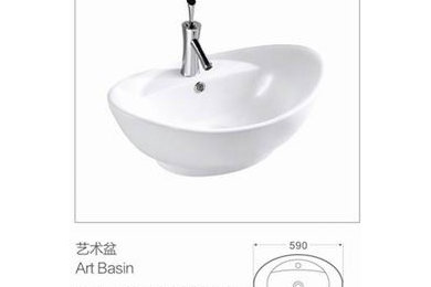 Lined design Traditional white ceramic sink,wash basin