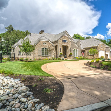 Traditional Landscape with Patio, Water Feature
