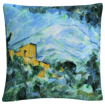 Cezanne 'Mont Saintevictoire And Chateau Noir' 16"x16" Decorative Throw Pillow