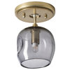 Ume 1-Light Semi-Flush, Modern Brass, Modern Brass Accents, Cool Grey Glass