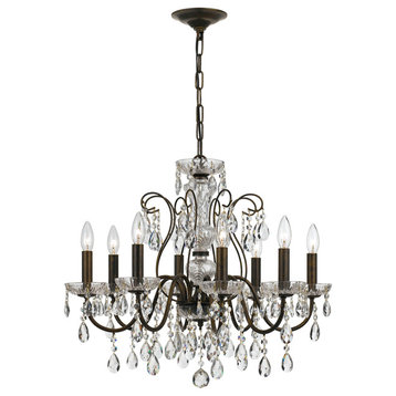 Crystorama Traditional Crystal 8-Light Clear Crystal English Bronze Chandelier, English Bronze