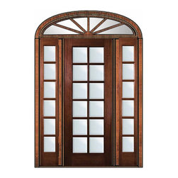Prehung French Side lights-Transom Door 96 Mahogany Full Lite 12 Lite - Patio Doors