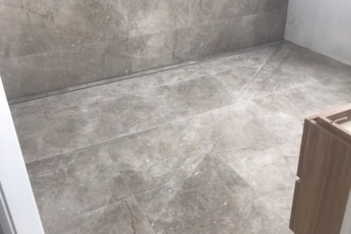bathroom renovation mitred natural marble