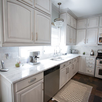 Gray painted kitchen cabinets