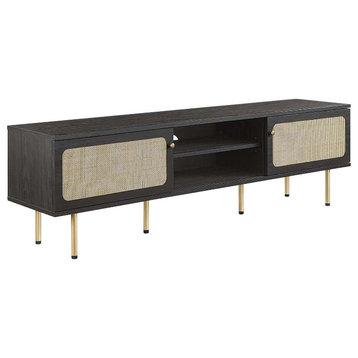 Modway Cambria Rattan and Particleboard TV Stand for TVs up to 70" in Black