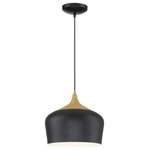 Access Lighting - Blend Pendant, Black With Wood Grain - Features: