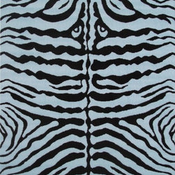 LA Rug Inc - Zebra Print-Blue Rug, Multi-Color, 39"x58" - Kids Rugs