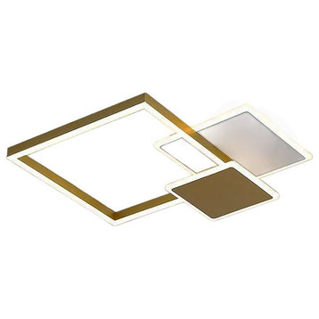 Luxury Square Acrylic LED Ceiling Light for Living Room, Kitchen, L21.7xw17.7xh2.8", Brightness Dimmable