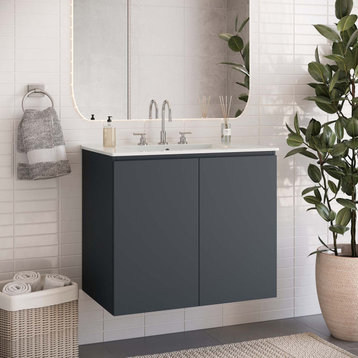 Bryn 30" Wall-Mount Bathroom Vanity, Gray White