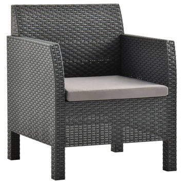 vidaXL Patio Chair All Weather Sofa Chair with Cushion PP Rattan Anthracite