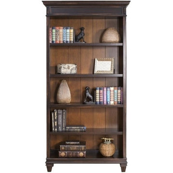 Beaumont Lane 4 Shelves Traditional Wood Bookcase in Distressed Black