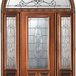 Prehung Side lights-Transom Door 96 Wood Mahogany Kensington - Front Doors