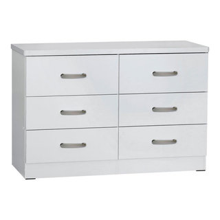 Better Home Products DD Pam 6 Drawer Engineered Wood Bedroom Dresser in White