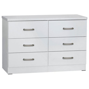Better Home Products DD & PAM 6 Drawer Engineered Wood Bedroom Dresser in White